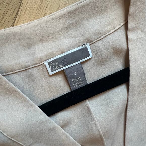 Chelsea 28 Pink Blush Dressy V Neck Tie Blouse - Picture 2 of 4